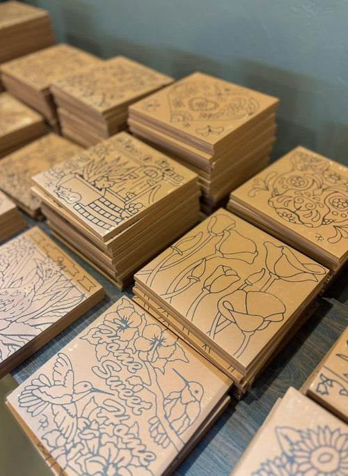 6/10 10am: Glaze a 6” At Tile - Hummingbird and Columbines Tile or Choose your own