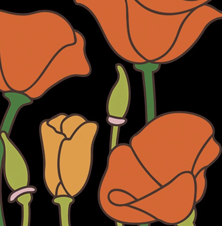 7/13 4pm: Glaze a 6” At Tile - California Poppies Tile or Choose your own