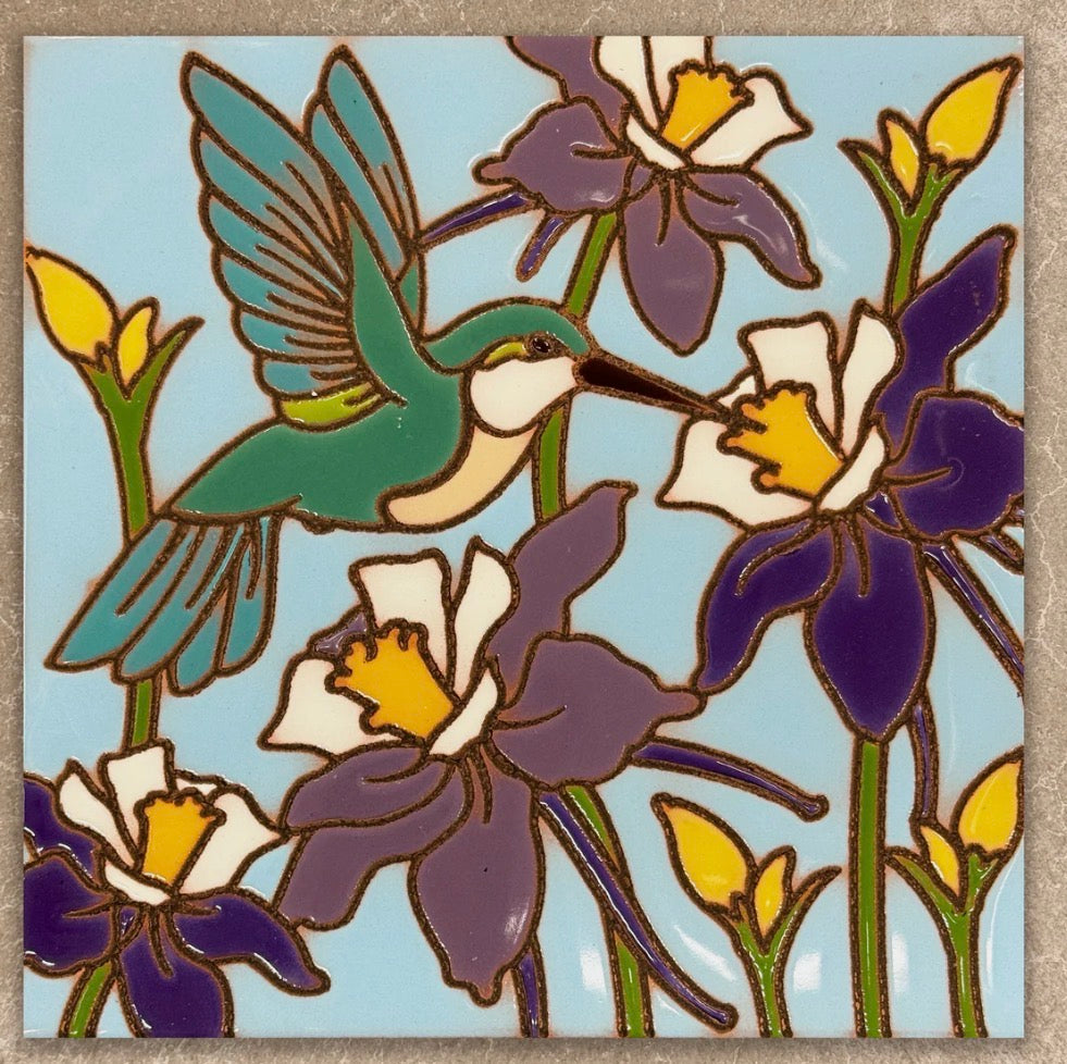 7/27 12pm: Glaze a 6” At Tile - Hummingbird and Columbines Tile or Choose your own