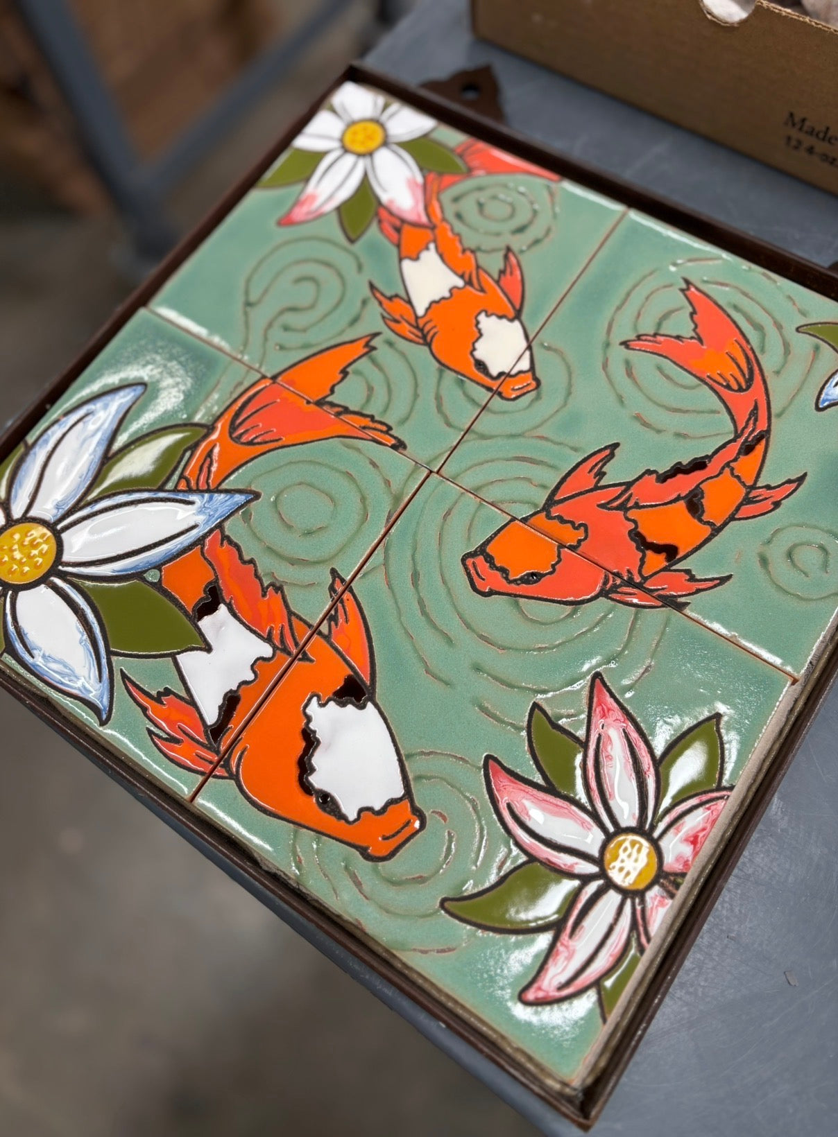 7/9 10am: Glaze a 12" Mural - Koi Pond Mural