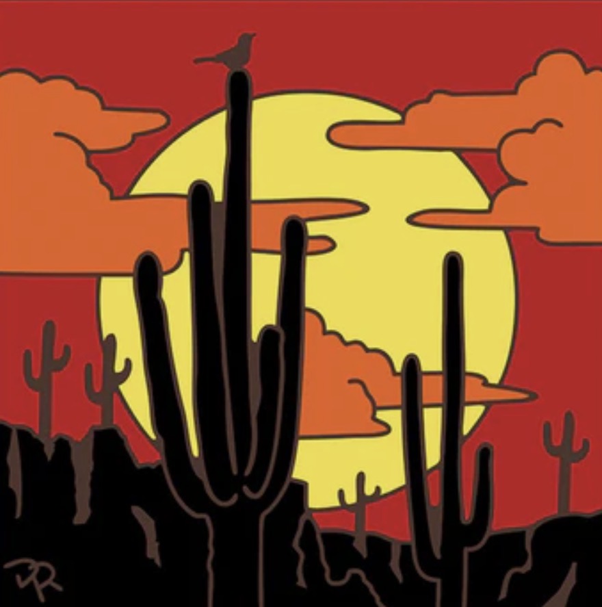 7/28 10am: Glaze a 6” Art Tile - Saguaros Sunset Silhouette Tile or Choose another design