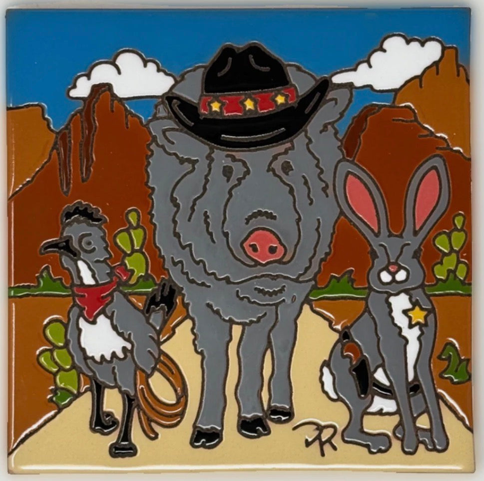 8/2 12pm: Glaze a 6” Art Tile - Javelina and Friends Tile or Choose another design