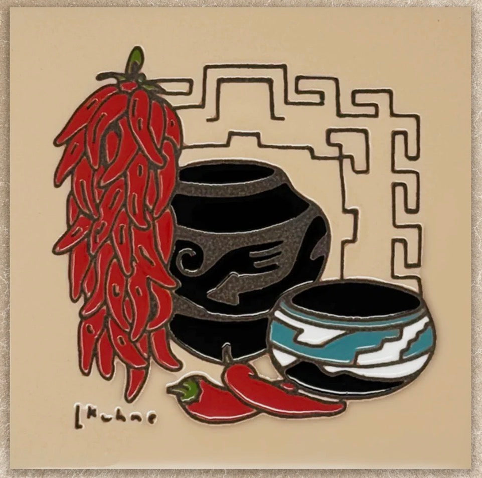 8/17 10am: Glaze a 6” Art Tile Workshop - Chile Ristra and Pottery Tile or Choose another design