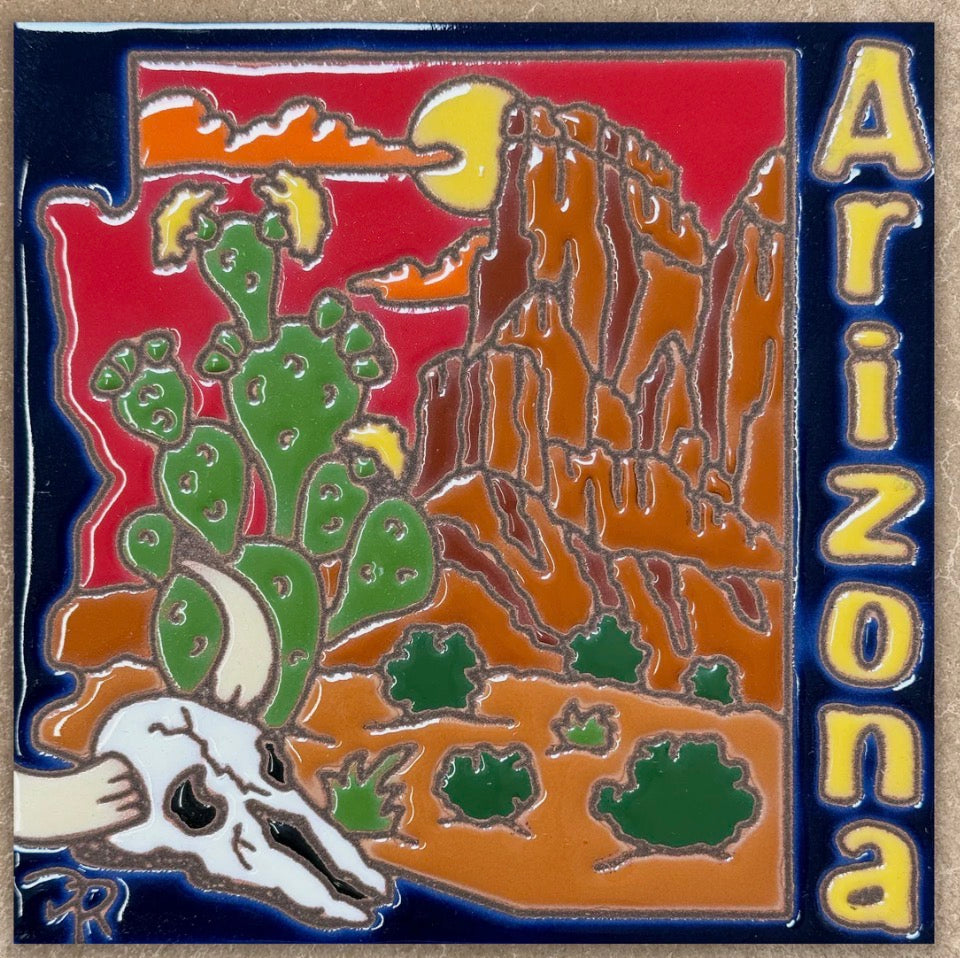 9/6 2pm: Glaze a 6” At Tile - Arizona State Namedrop Skull with Desert Tile or Choose your own