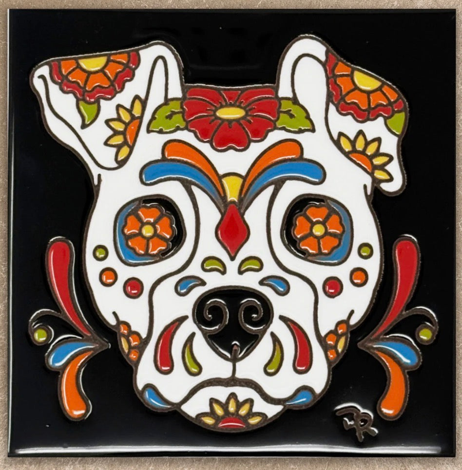 9/8 10am or 6pm workshops: Glaze a 6” Art Tile - Day of the Dead Dog Sugar Skull Tile or Choose another design