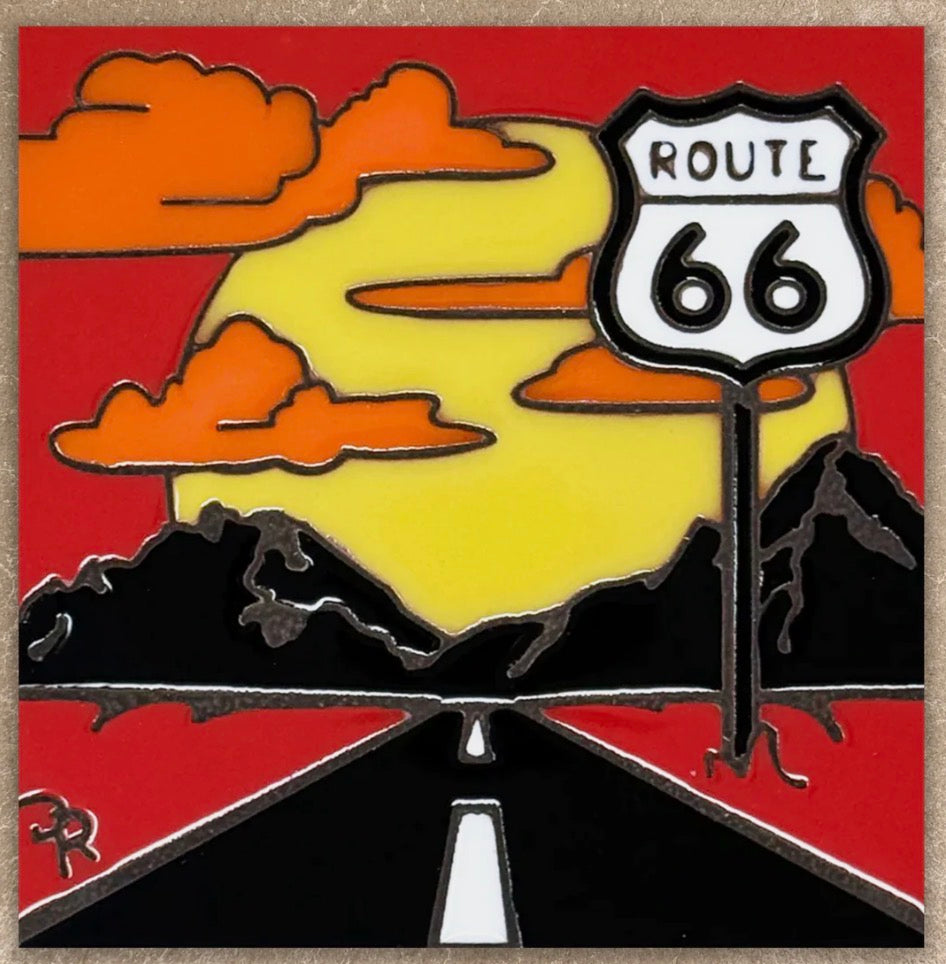 9/25 4pm: Glaze a 6” At Tile - Route 66 Sunset Silhouette Tile or Choose your own