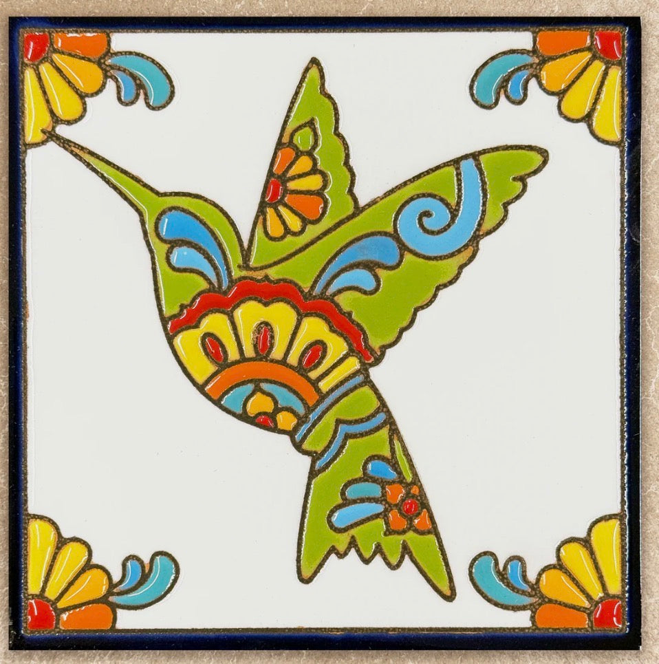 10/17 12pm: Glaze a 6” At Tile - Talavera Hummingbird Tile or Choose from another design