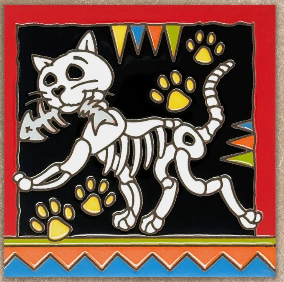 10/21 10am and 2pm Workshops: Glaze a 6” Art Tile Workshop - Day of the Dead Cat Tile or Choose another design