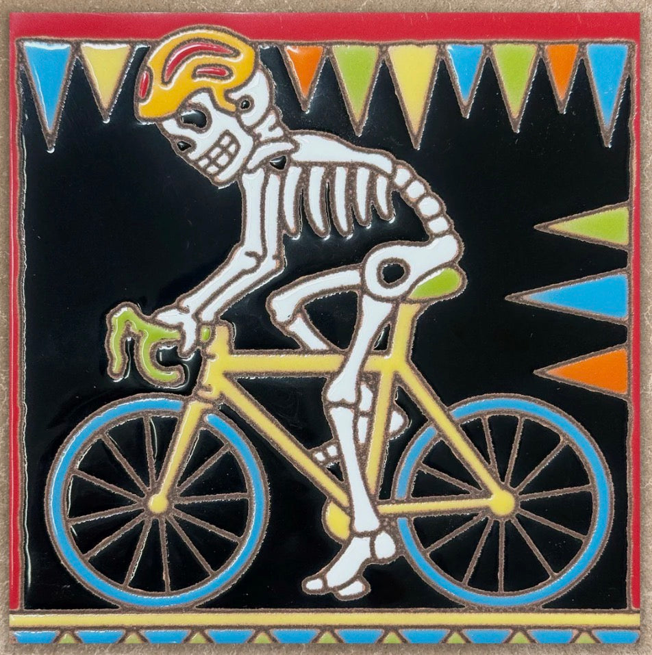 11/18 10am: Glaze a 6” Art Tile - Day of the Dead Cyclist Tile or Choose another design