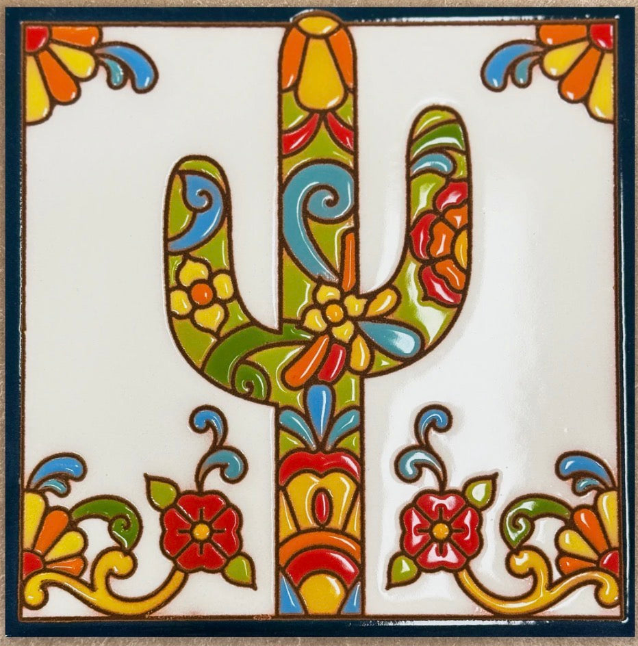 8/19 10am: Glaze a 6” At Tile - Talavera Saguaro Tile or Choose your own